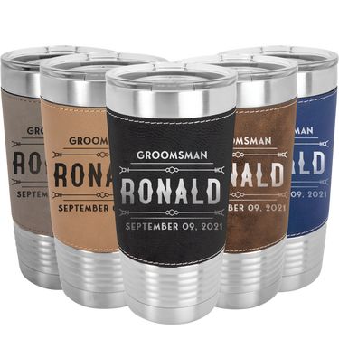 Custom engrave20oz Leatherette Tumbler Perfect for Best Man and Groomsman Gift
